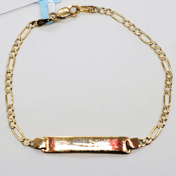 14k Yellow Gold 5" ID Figaro Bracelet DEJ-24557